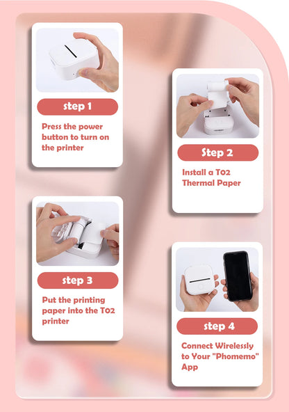 Portable mini printer Phomemo T02