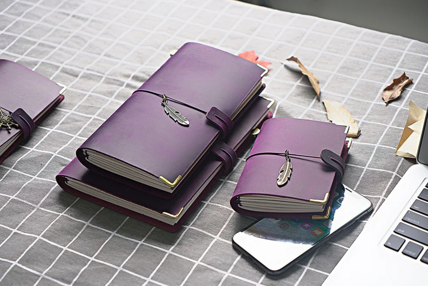 Purple leather notebook. Travelers notebook / Journal