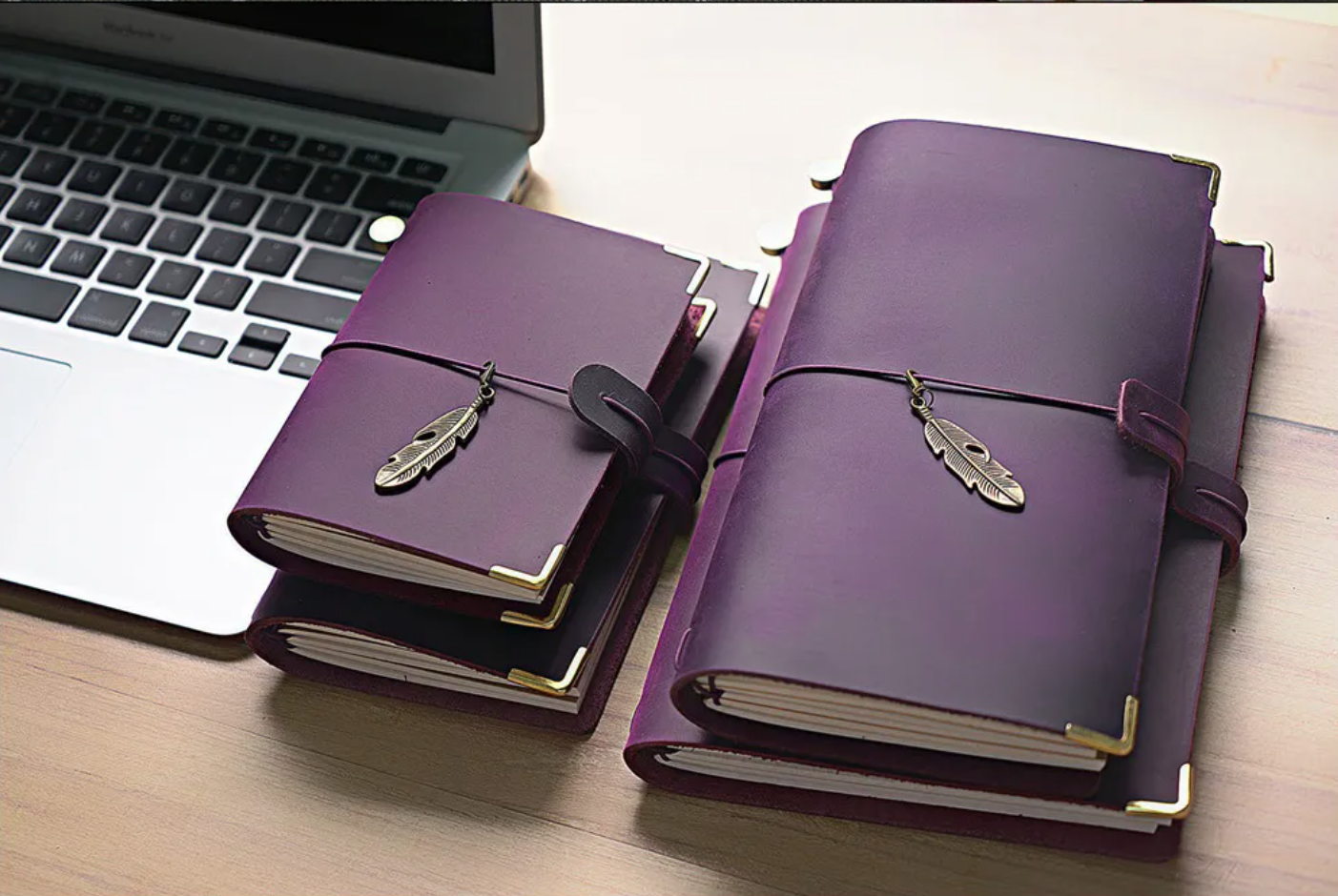 Purple leather notebook. Travelers notebook / Journal